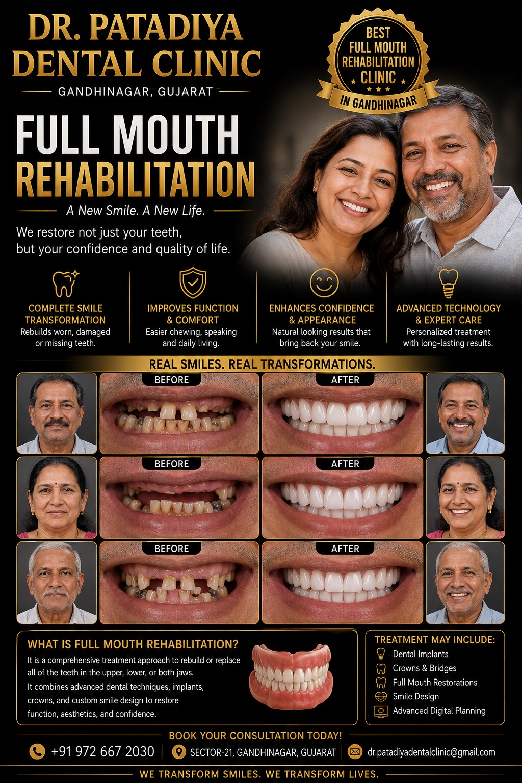 Full Mouth Rehabilitation poster – Dr. Patadiya Dental Clinic Gandhinagar