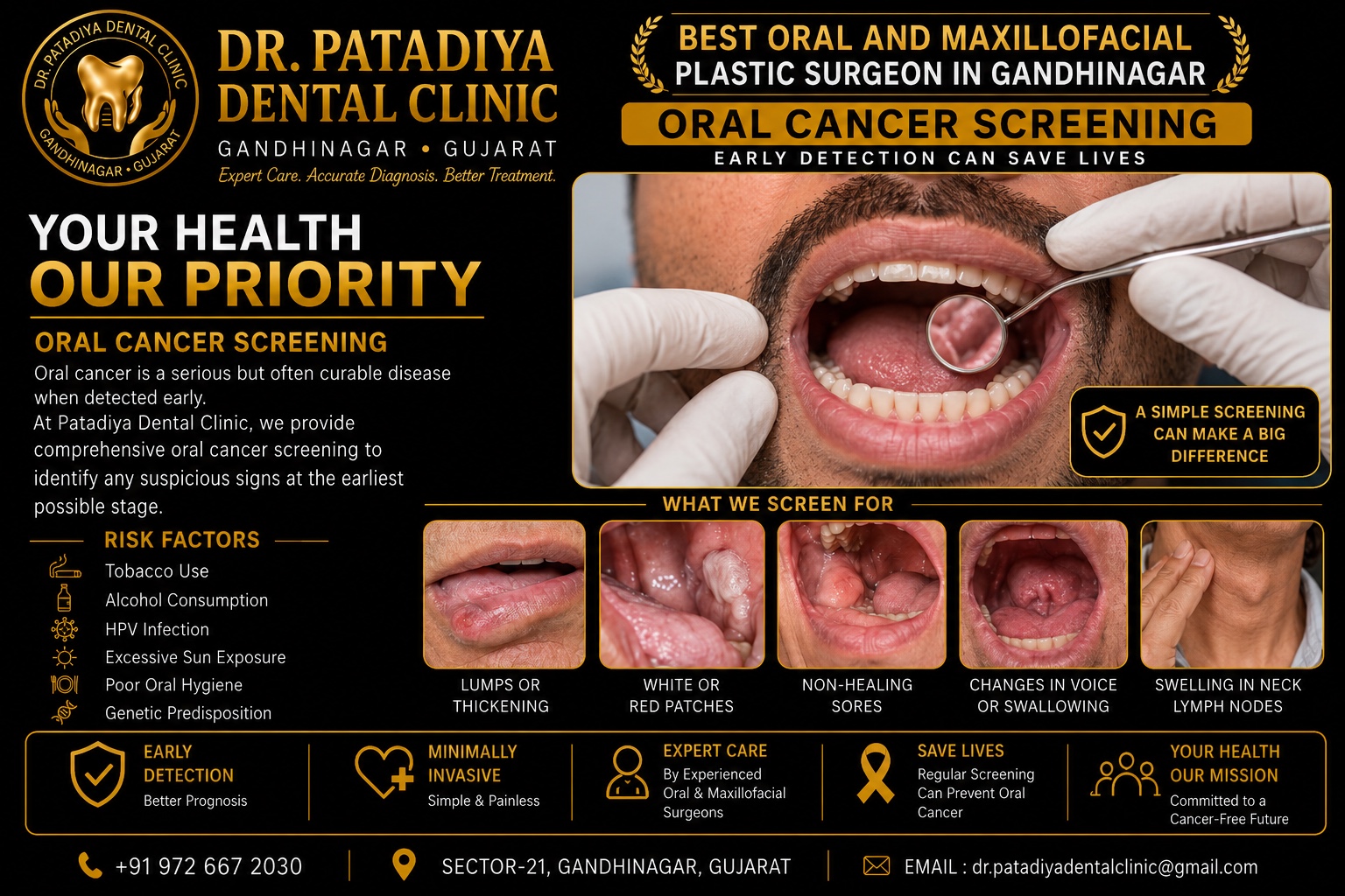 Oral Cancer Screening – Dr. Patadiya Dental Clinic Gandhinagar