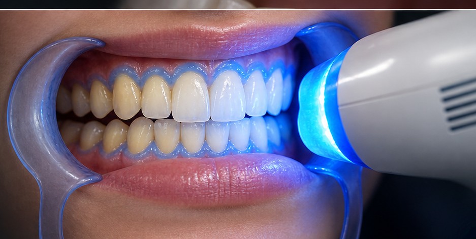 Professional teeth whitening LED treatment illustration