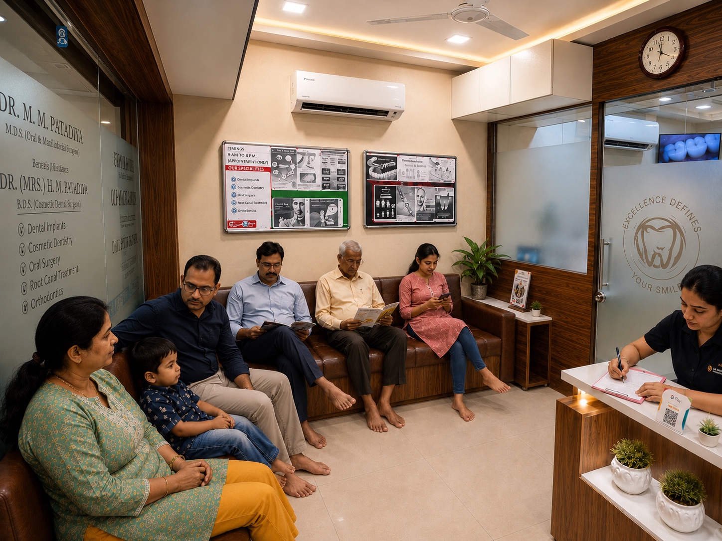 Waiting and reception area at Dr. Patadiya Dental Clinic