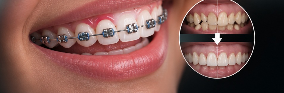 Dental braces orthodontic treatment illustration