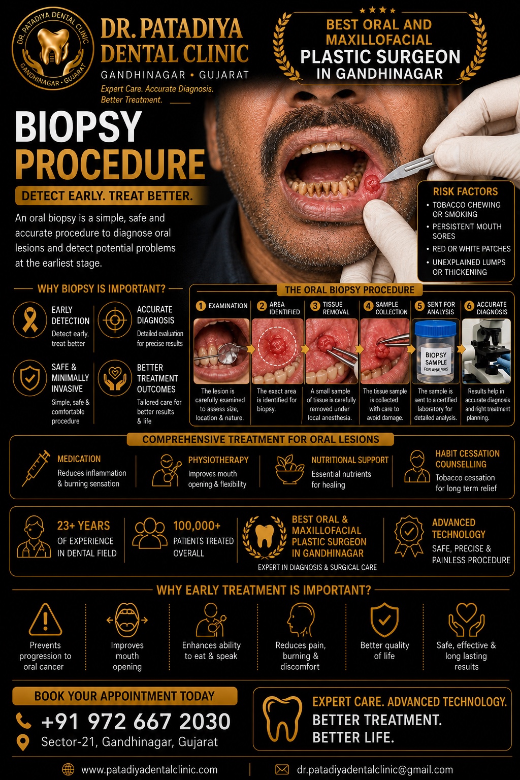 Biopsy procedure patient information poster - Dr. Patadiya Dental Clinic