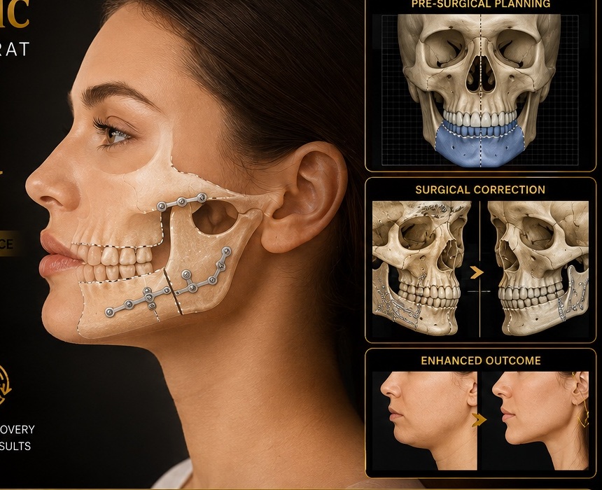Esthetic jaw correction clinical illustration